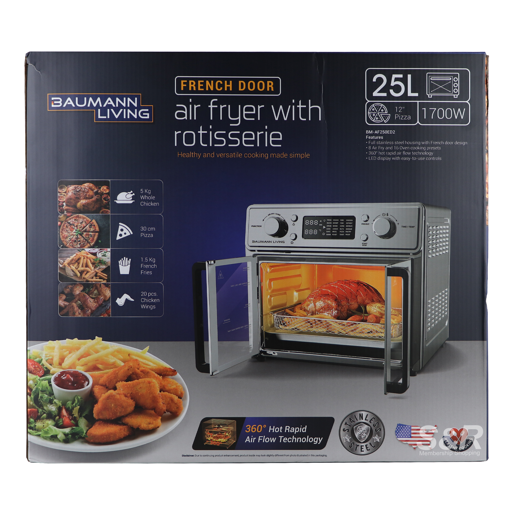 Baumann Living Air Fryer with Rotisserie BM-AF250ED2